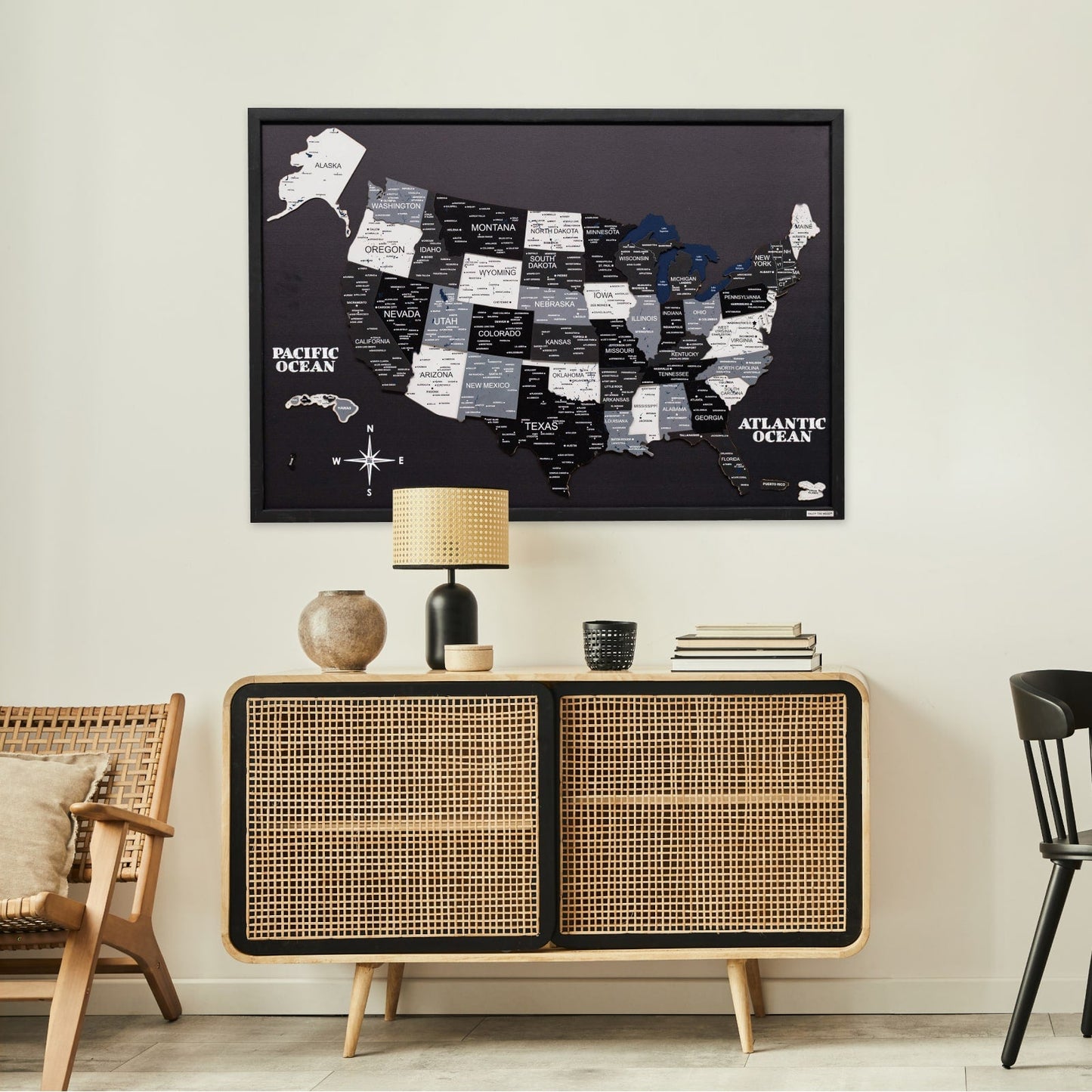 3D Wooden USA Map on Board Nordik
