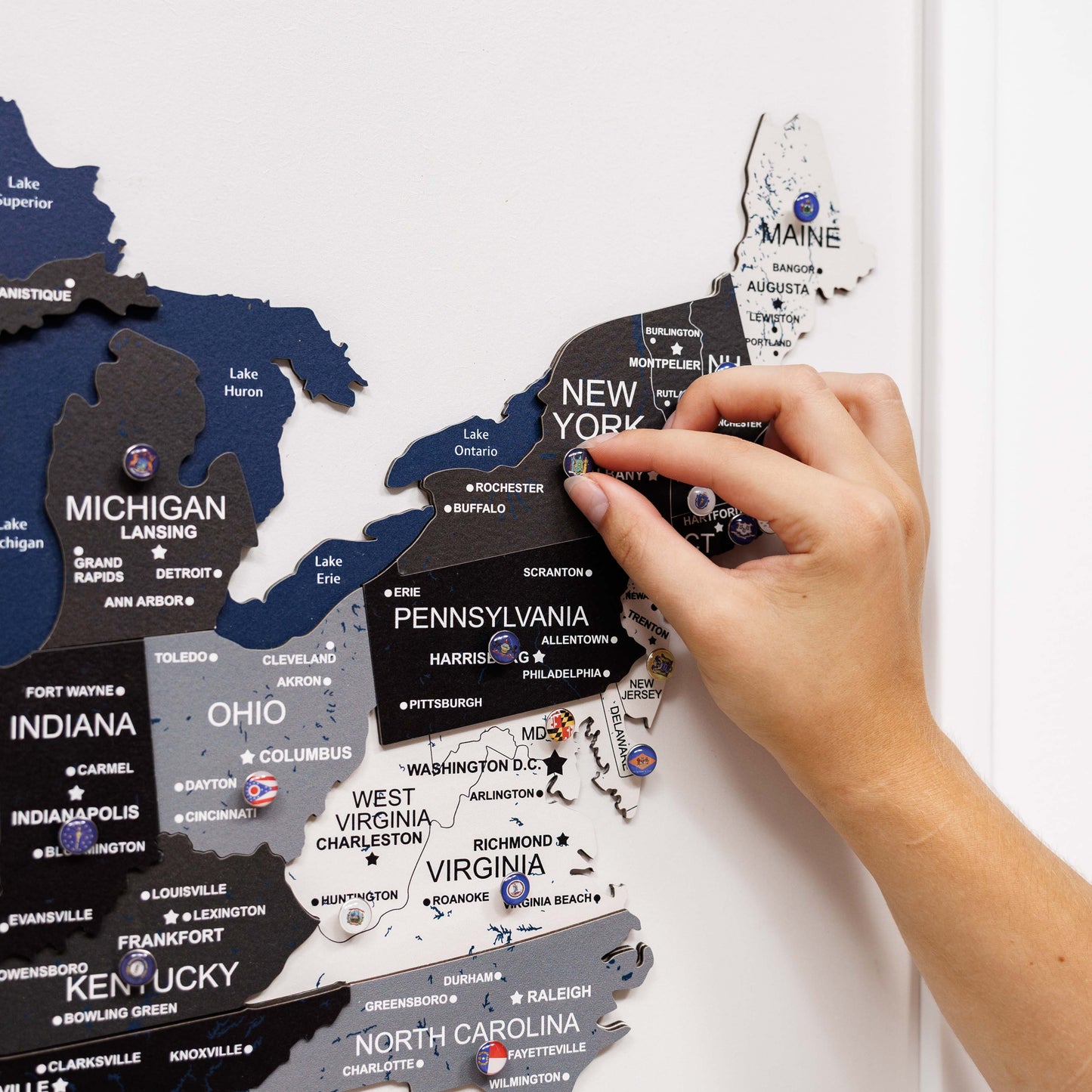 3D Wooden USA Map on Board Nordik