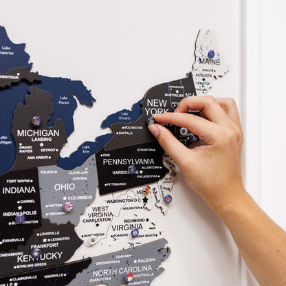 3D Wooden USA Map on Board Nordik