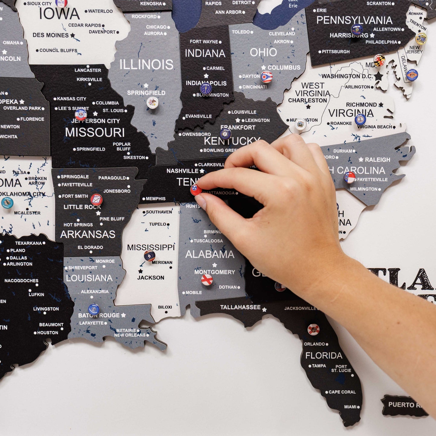 3D Wooden USA Map on Board Nordik