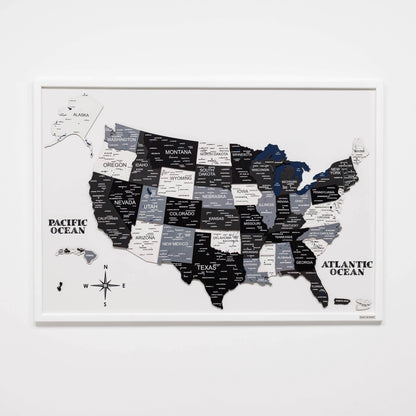 3D Wooden USA Map on Board Nordik