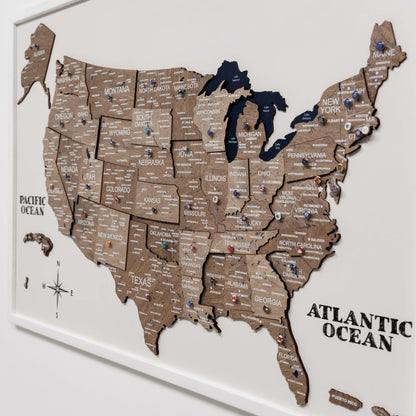 3D Wooden USA Map on Board - Terra