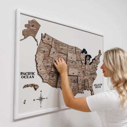 3D Wooden USA Map on Board - Terra