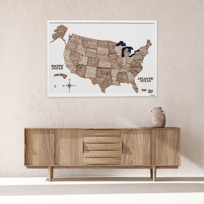3D Wooden USA Map on Board - Terra