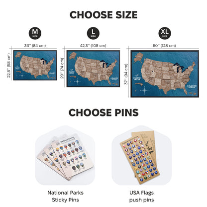 3D Wooden USA Map on Board - Terra