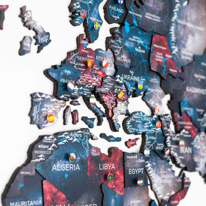 3D Wooden World Map Alcor