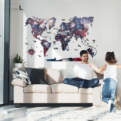 3D Wooden World Map Alcor