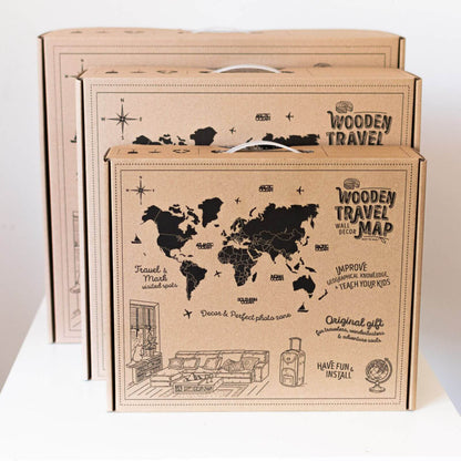 3D Wooden World Map Azure