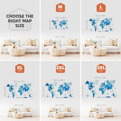 3D Wooden World Map Azure