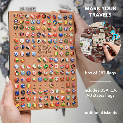 3D Wooden World Map Cappuccino
