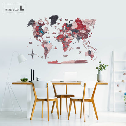 3D Wooden World Map Cliff