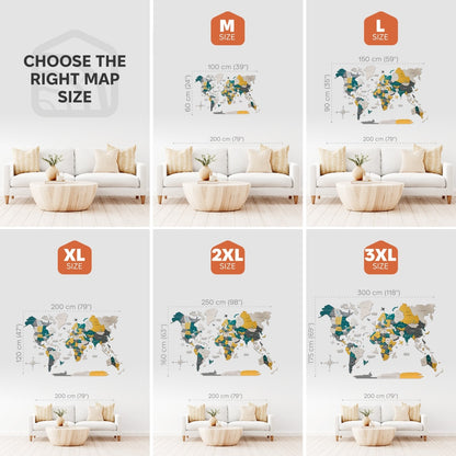 3D Wooden World Map Country