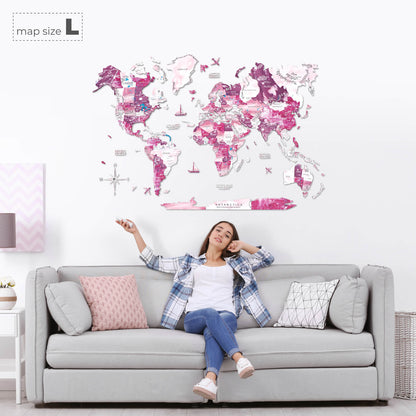 3D Wooden World Map Dream