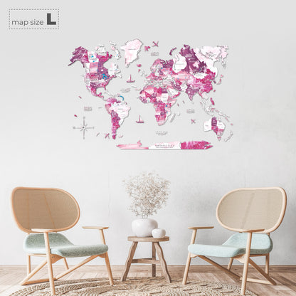 3D Wooden World Map Dream