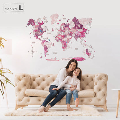 3D Wooden World Map Dream