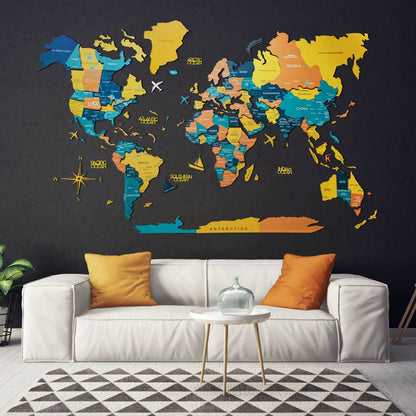 3D Wooden World Map Indie