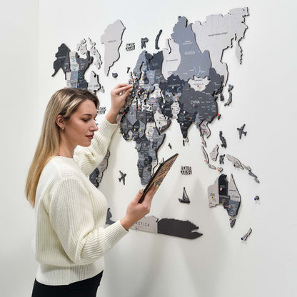 3D Wooden World Map Nordik