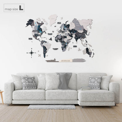 3D Wooden World Map Nordik (for US only)