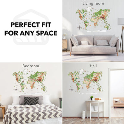 3D Wooden World Map Physical