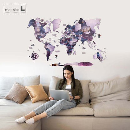 3D Wooden World Map Sirius