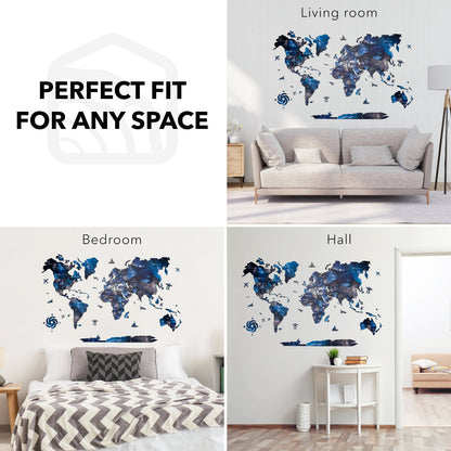 3D Wooden World Map Space