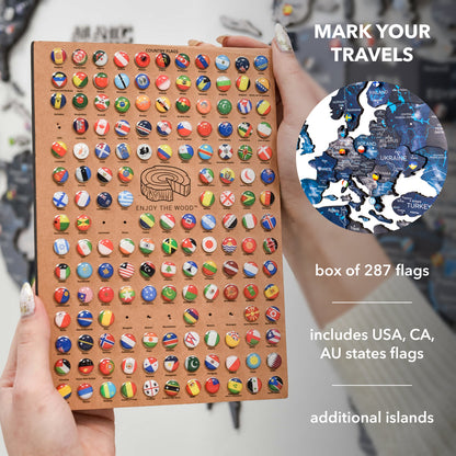 3D Wooden World Map Space