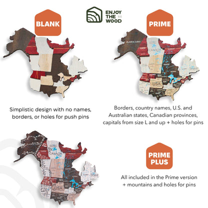 3D Wooden World Map Urban