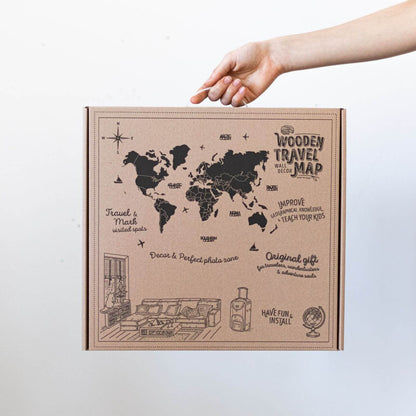 3D Wooden World Map Urban