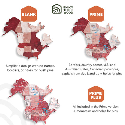 3D Wooden World Map Volcano