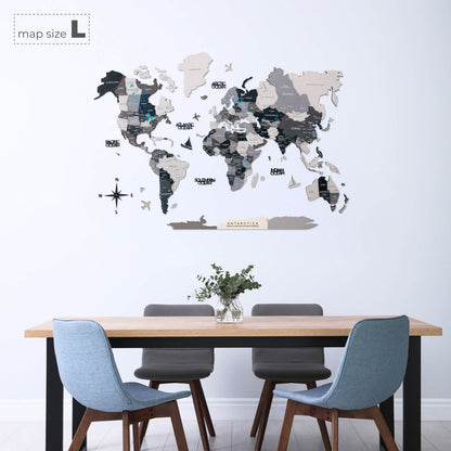3D Wooden World Map Nordik (for US only)