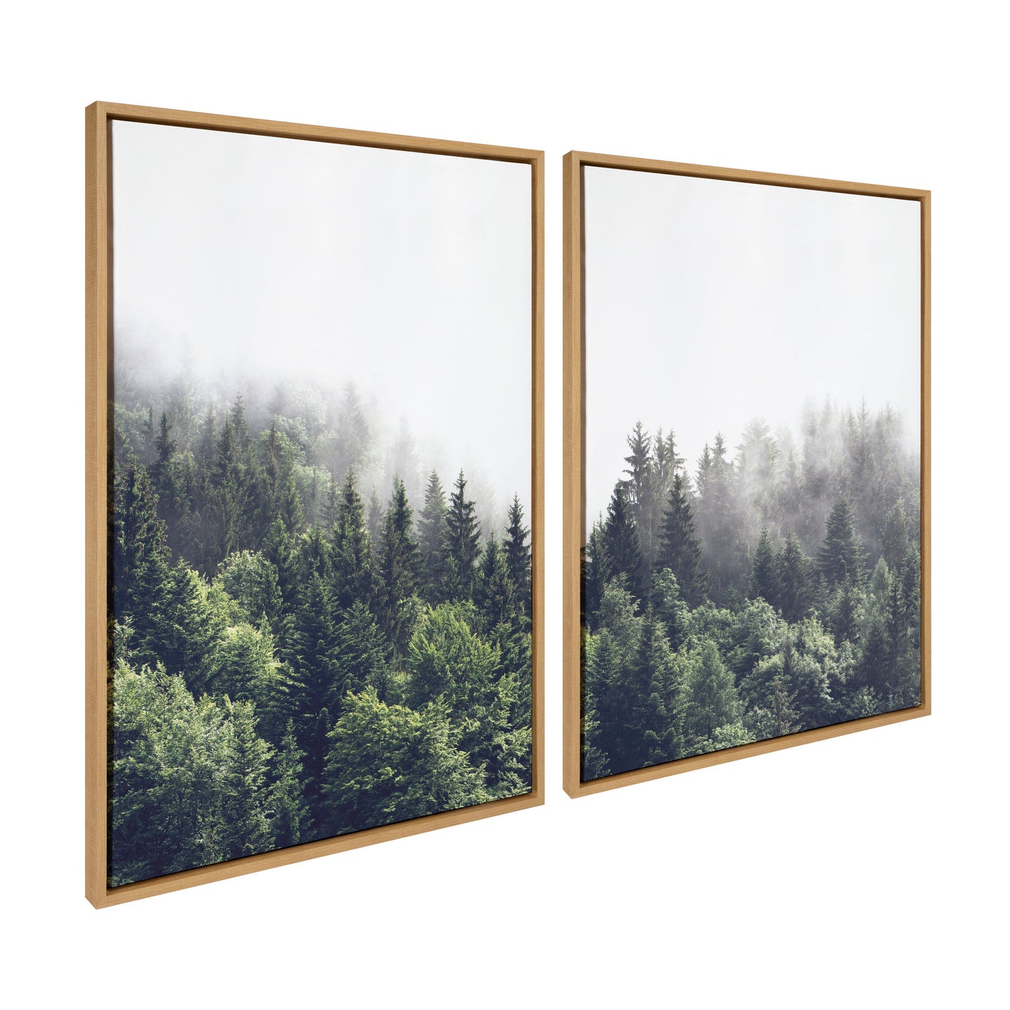 Sylvie Lush Green Forest on a Foggy Day Framed Canvas Set by The Creative Bunch Studio