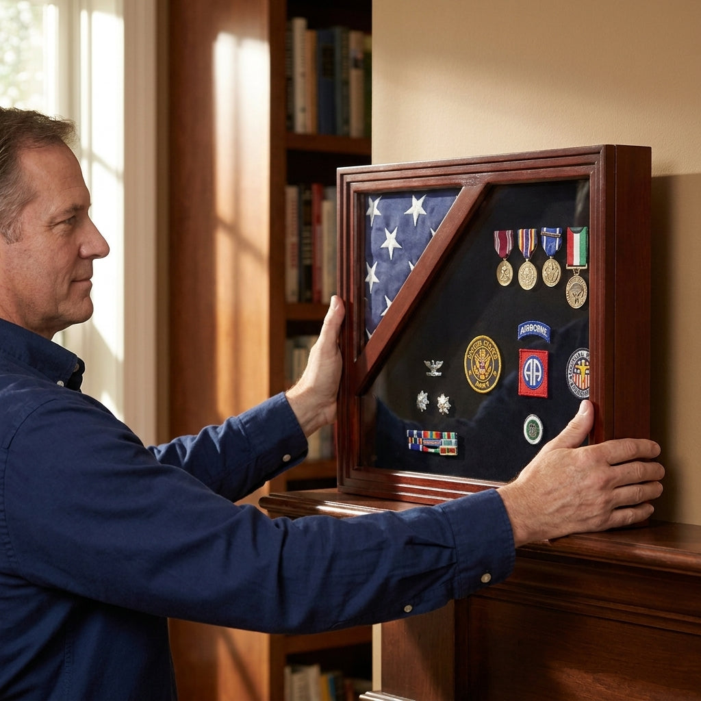 Colonial Classic Shadow Box & Flag Case - Mahogany
