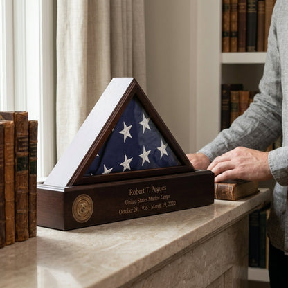 Flag and Personalized Pedestal Display Case - for 5x9.5 Capitol Flag