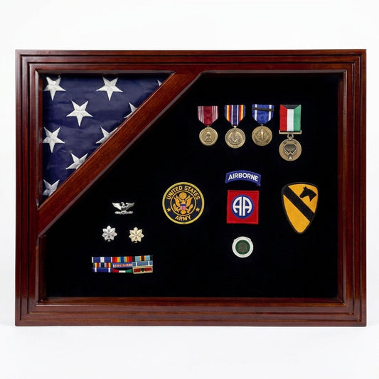 Colonial Classic Shadow Box & Flag Case - Mahogany