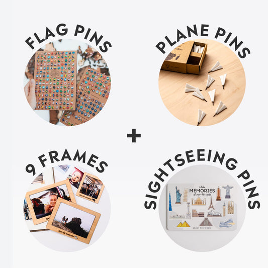 Bundle: Photo Frames, Flags, Airplane, and Sightseeings Pins