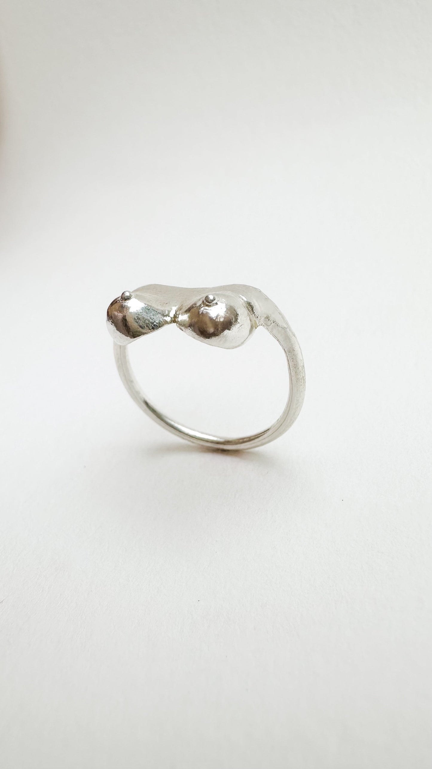 Breastful Bling, Silver boob ring, breast cancer awareness ring, Titty Trinket, Mammary Magic ring.