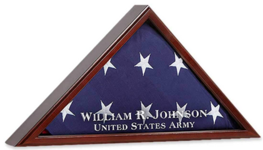 AMERICAN FLAG DISPLAY CASE FOR FUNERAL BURIAL FLAG SHADOW BOX PERSONALIZED ETCHED GLASS