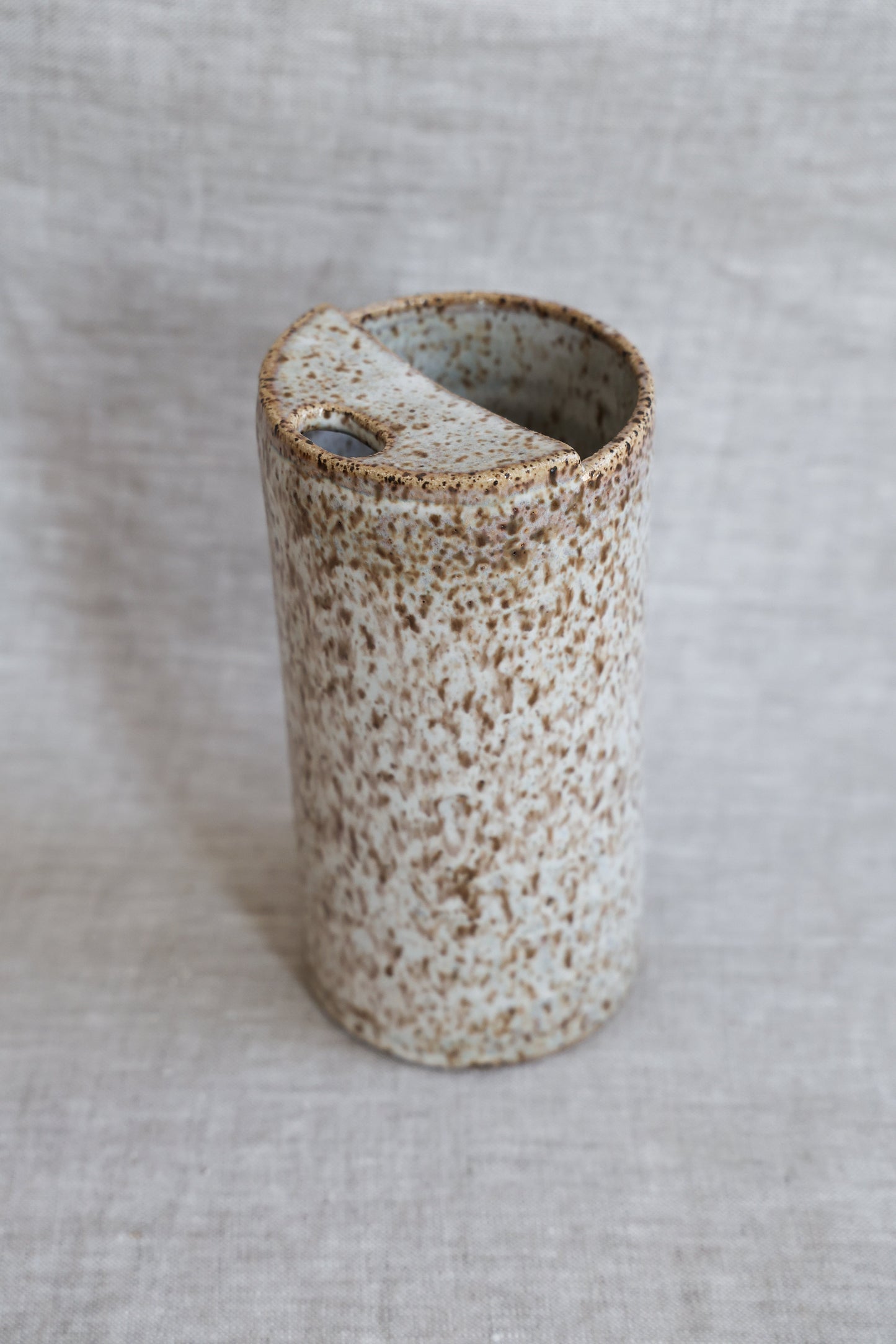 Travel Cup, To Go cup, On The Go Cup, Ceramic Travel Mug, Mustache Saver,  Handmade Pottery, Speckled White Travel Mug
