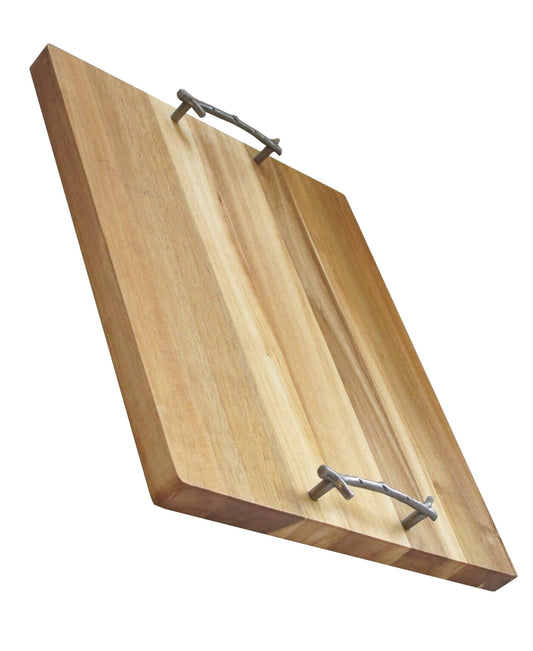 WOODEN TRAY RECT. W/TWIG HANDLE 16.54X13.78X1.97l  RB