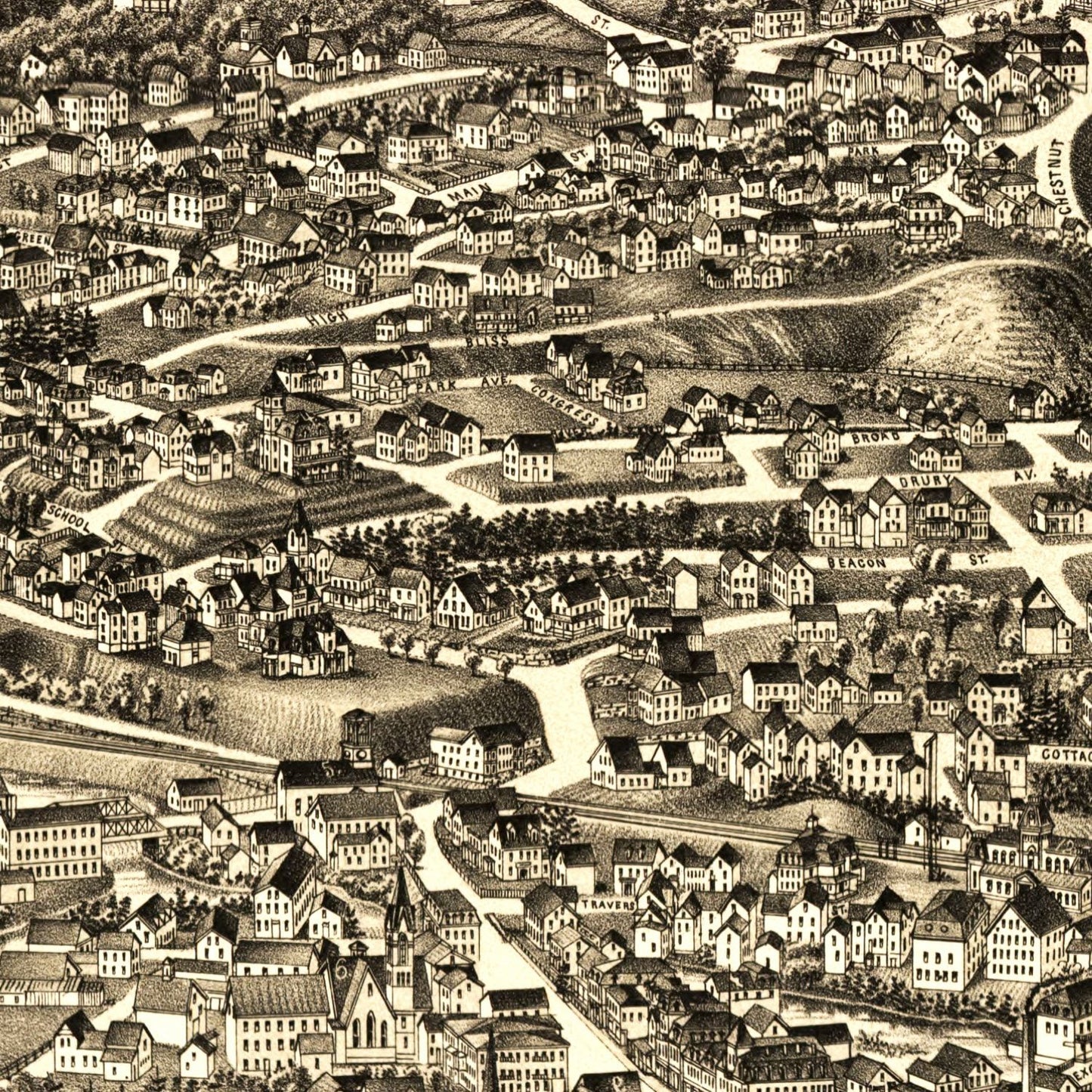 Vintage Map of Athol, Massachusetts 1887