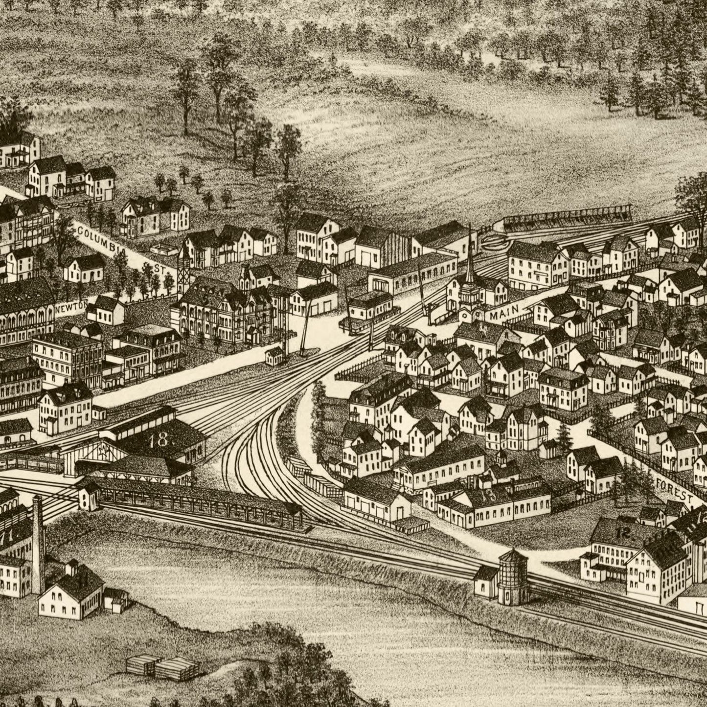 Vintage Map of Ayer, Massachusetts 1886