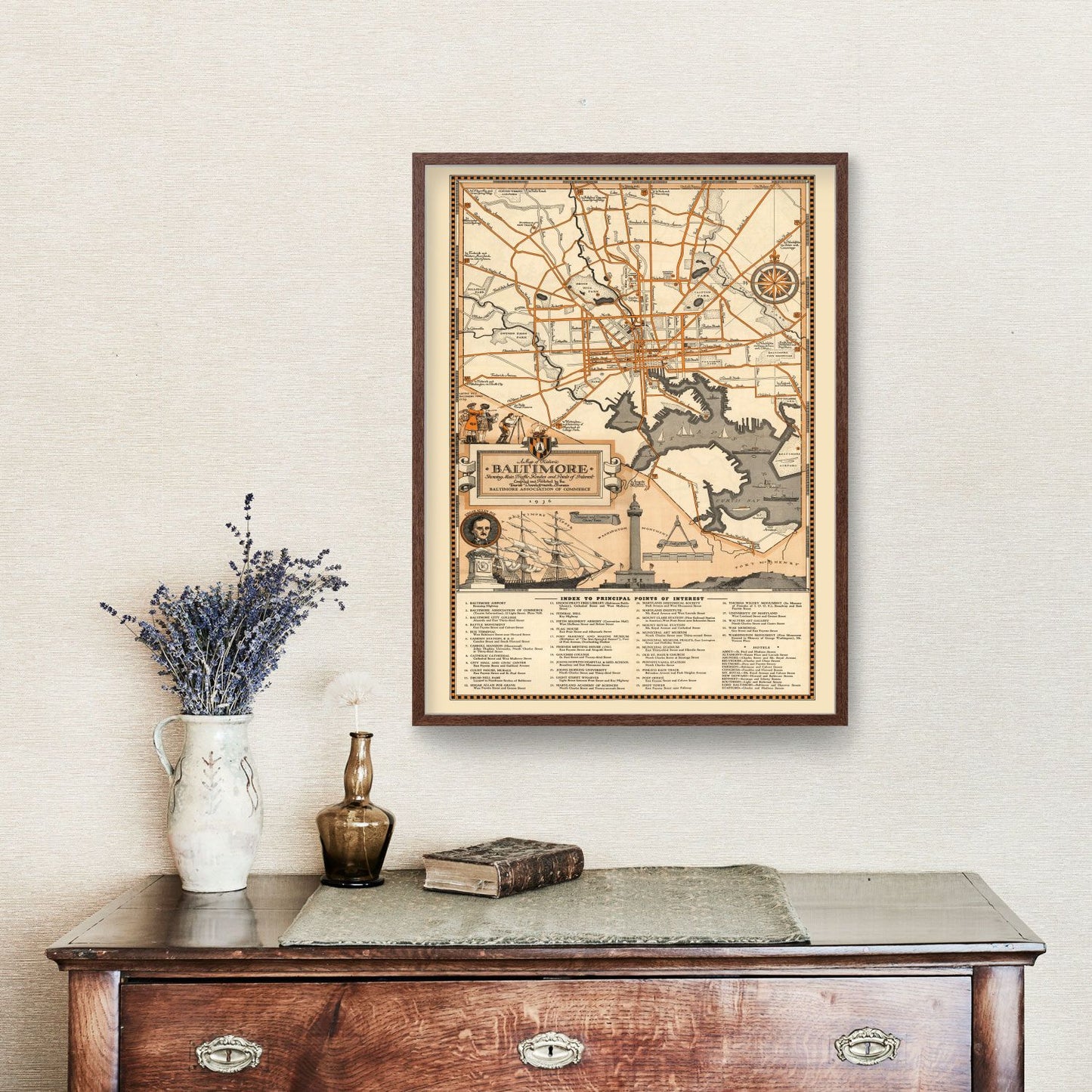 Vintage Map of Baltimore, Maryland 1936