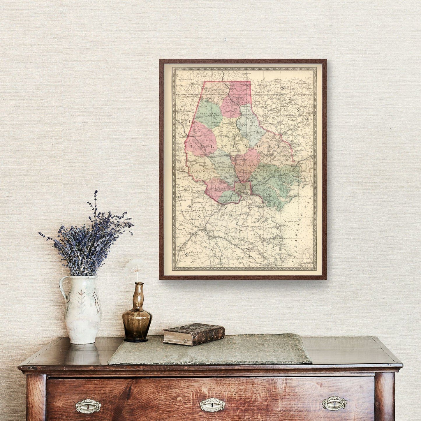 Vintage Map of Baltimore, Maryland 1866