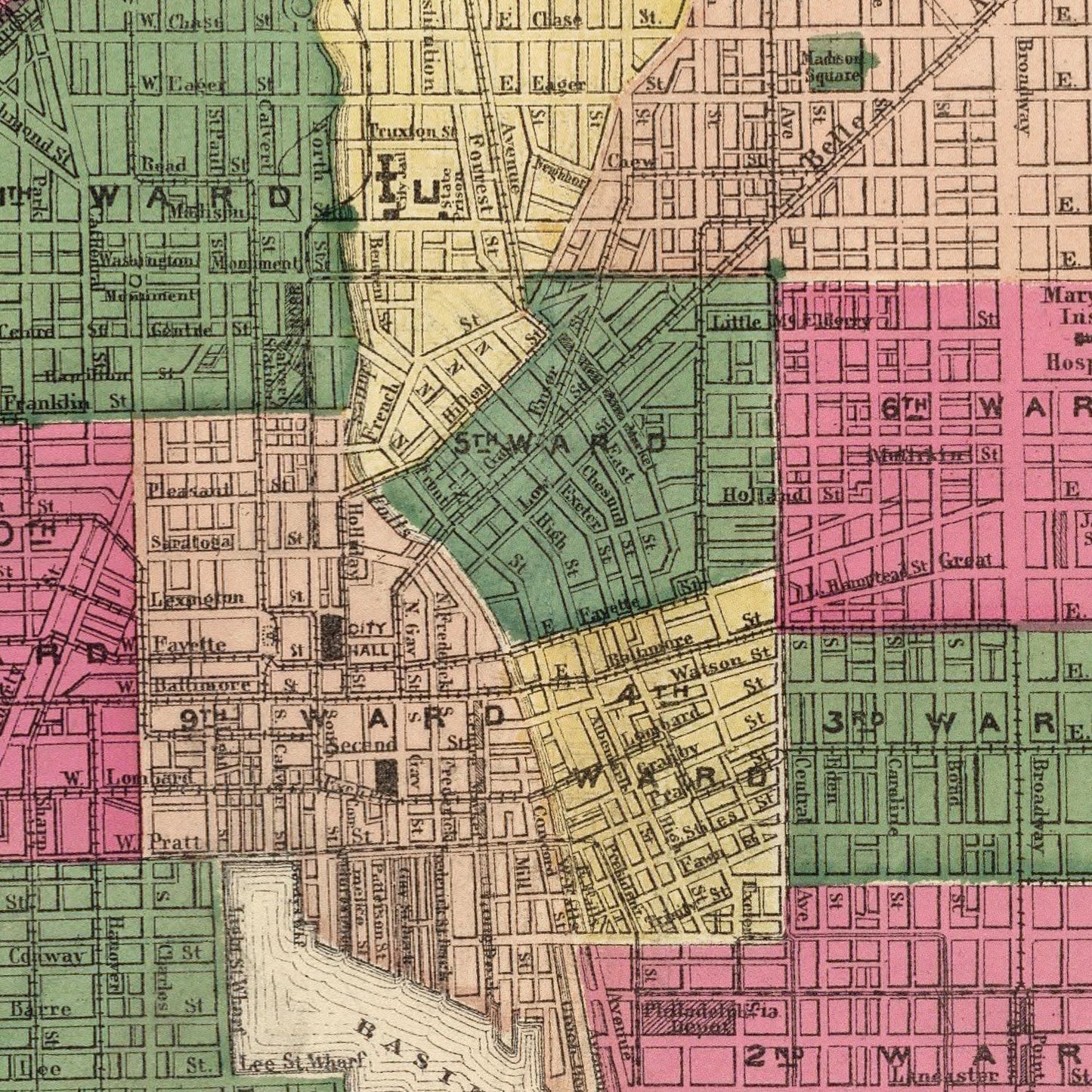 Vintage Map of Baltimore, Maryland 1873