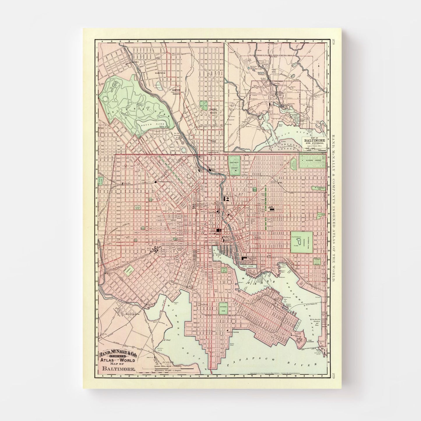Vintage Map of Baltimore, Maryland 1897