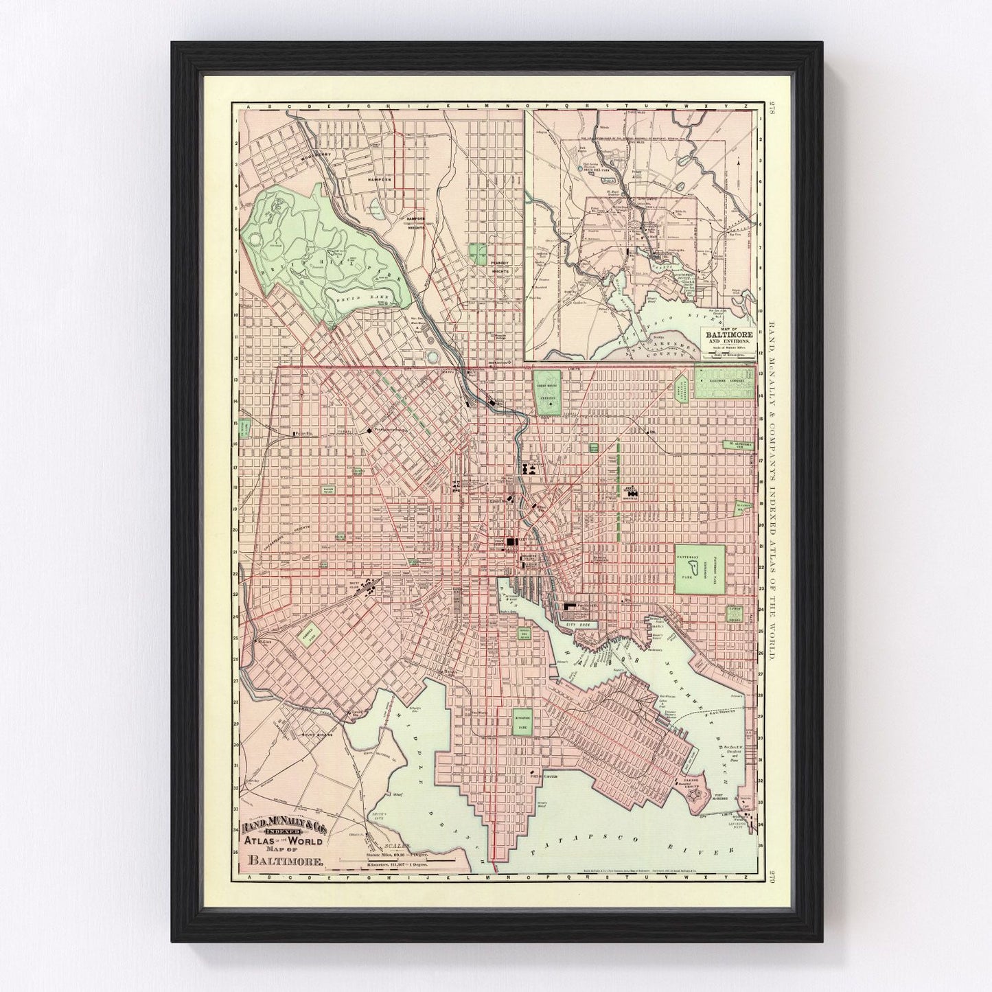 Vintage Map of Baltimore, Maryland 1897