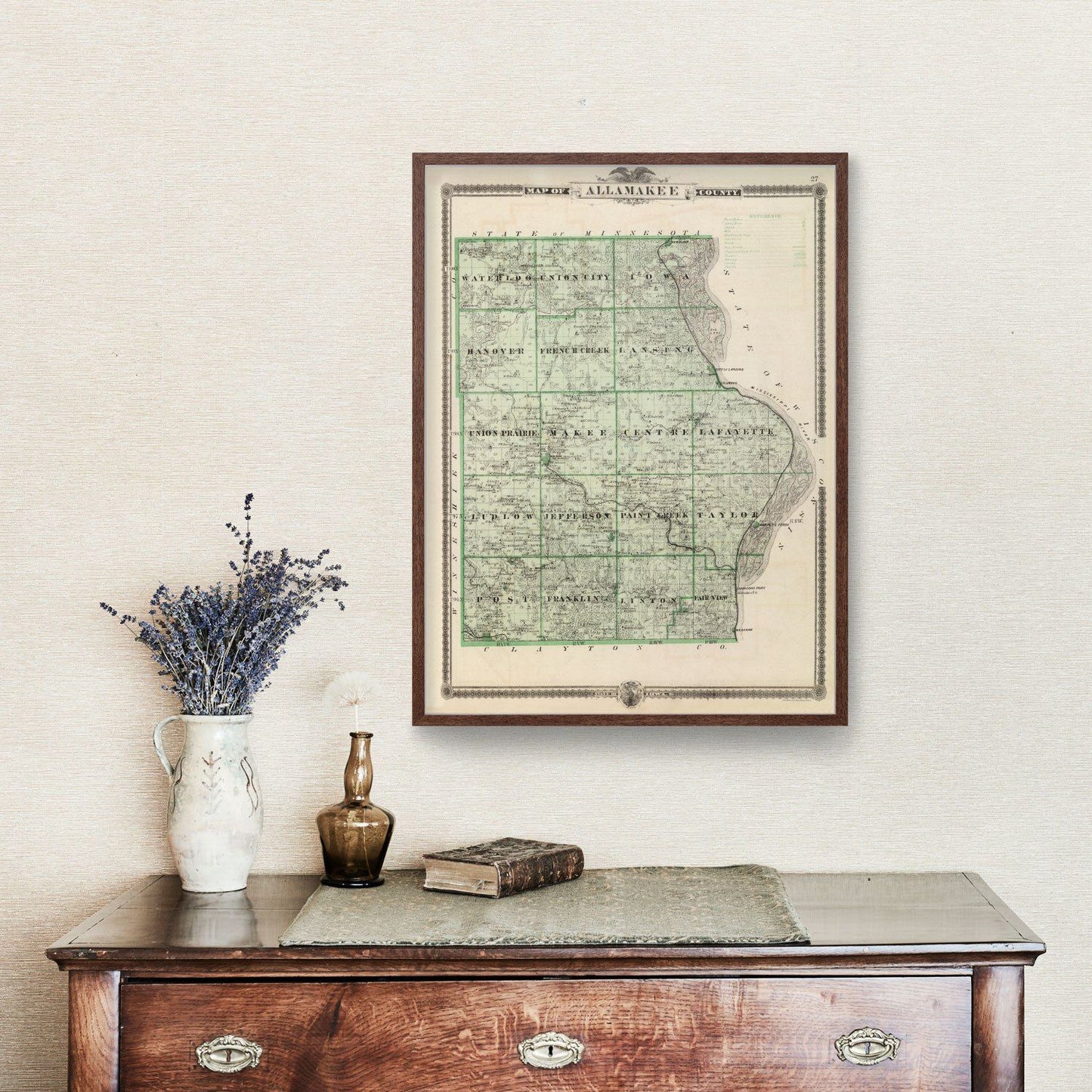 Vintage Map of Alamakee County, Iowa 1875