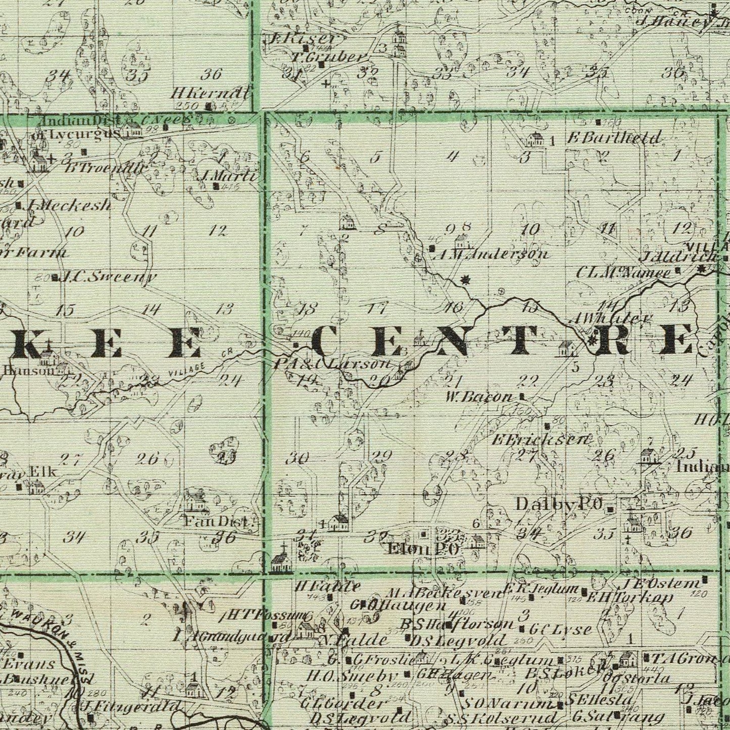 Vintage Map of Alamakee County, Iowa 1875