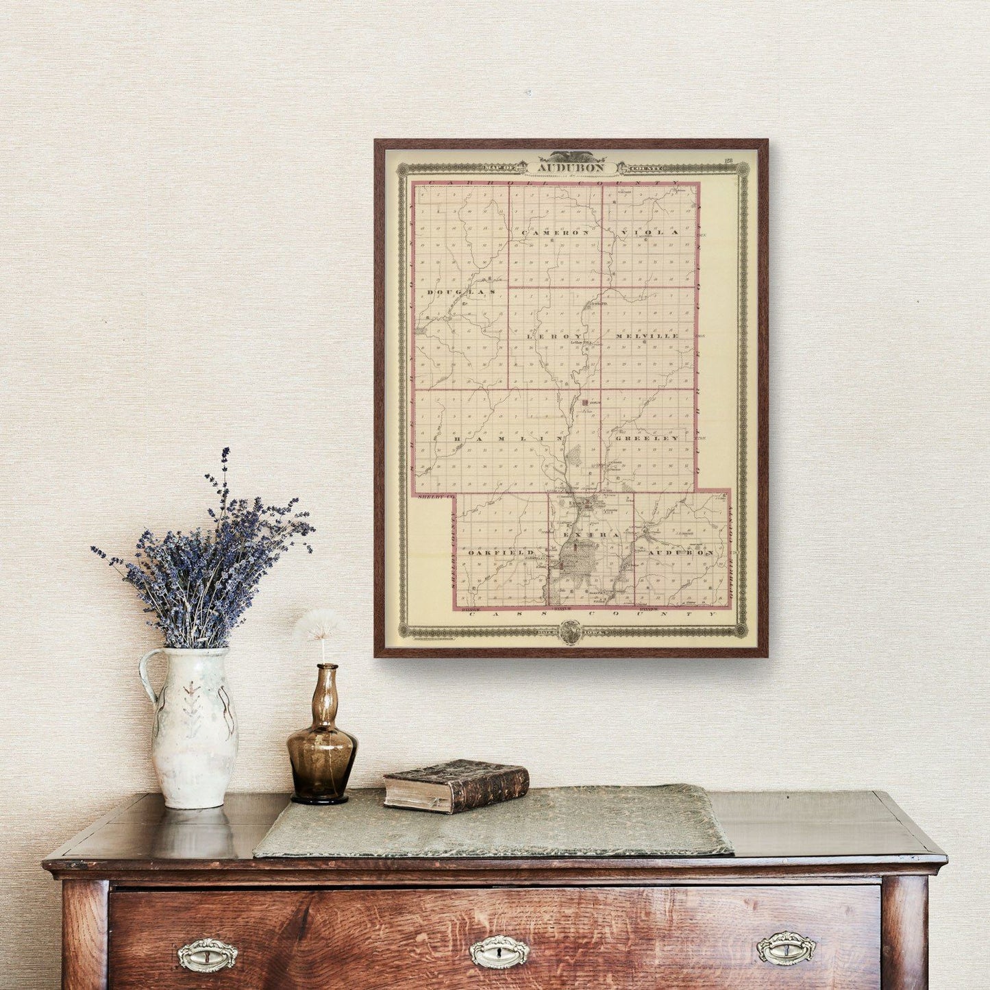 Vintage Map of Audubon County, Iowa 1875