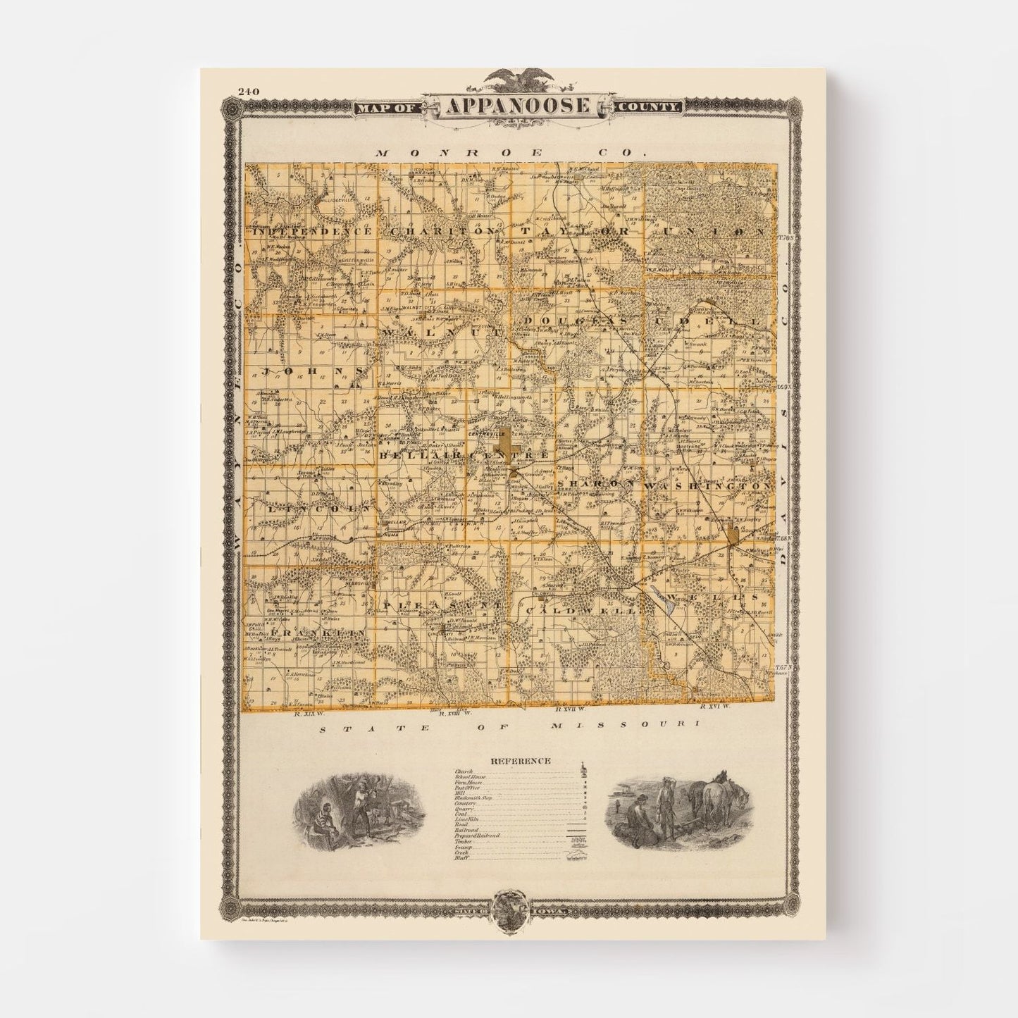 Vintage Map of Appanoose County, Iowa 1875